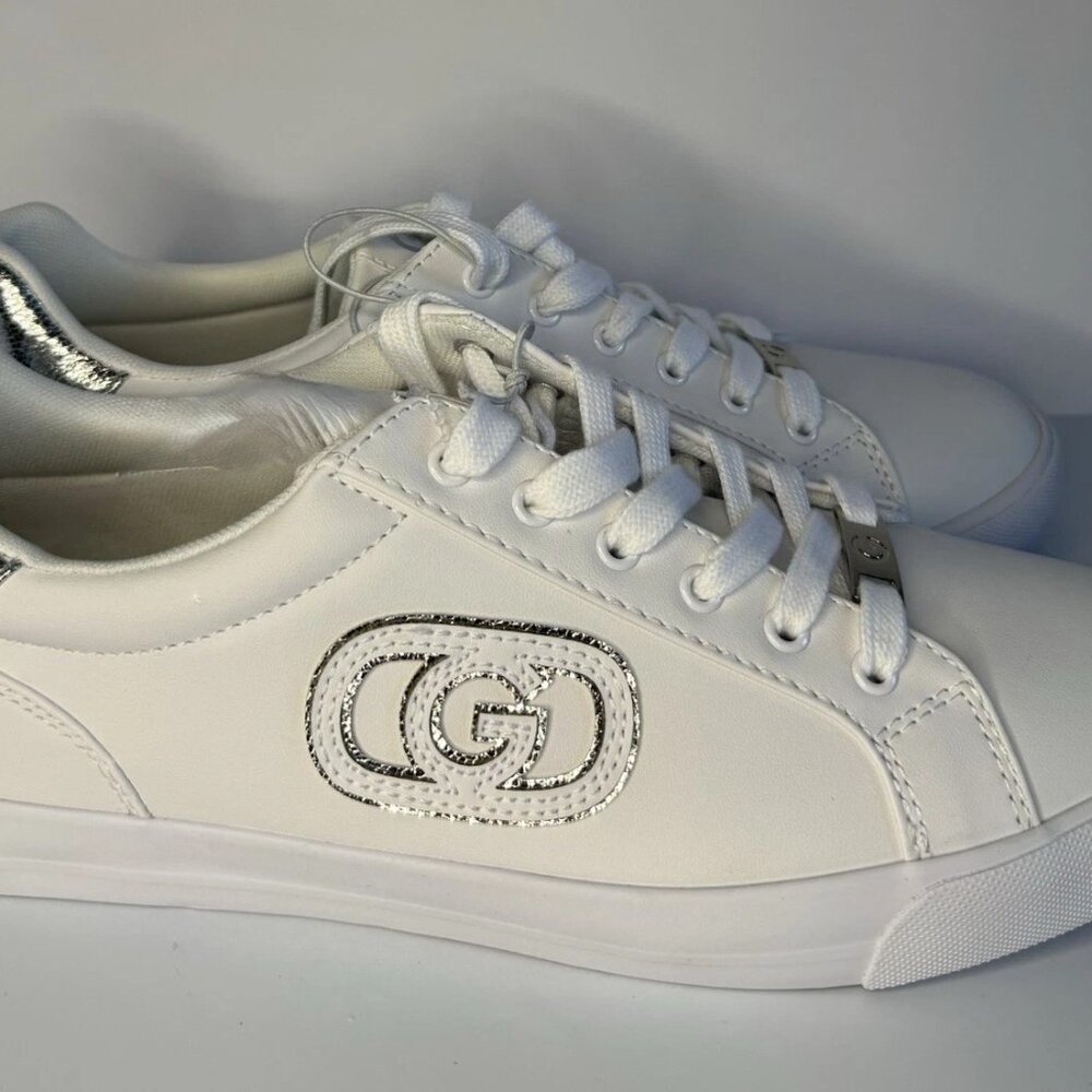 GBG Women's Lace Up Casual Sneakers White / Silver Logo